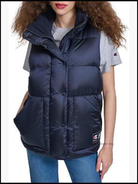 Satin Quilted Puffer Vest With Stand Collar Midweight Layering